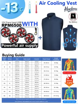 Unisex Stand Collar Sleeveless Air Cooling Vest with 4/3/2 Back Built-in USB Powerful Fans,Breathable Summer Waistcoat