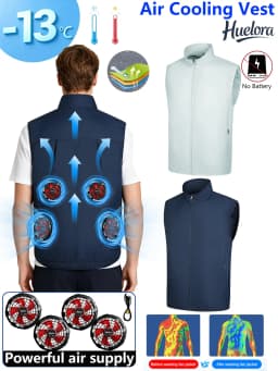 Unisex Stand Collar Sleeveless Air Cooling Vest with 4/3/2 Back Built-in USB Powerful Fans,Breathable Summer Waistcoat