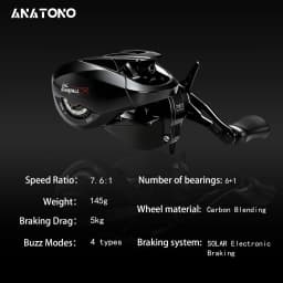 ANATONO STARFALL Ultra Digital Baitcasting Reel with 8 Hall Sensors, 4 Signature Buzz Modes SOLAR Electronic Braking System