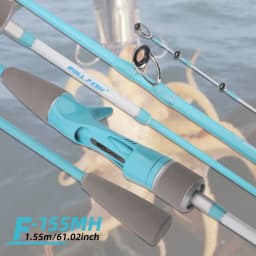 ROLLFISH 1.55M Titanium Tip Octopus Squid Cuttle Carbon Fiber Saltwater Boat Light Slow Jigging Casting Fishing Rod +Storage Bag