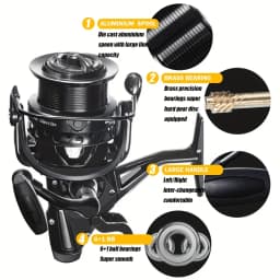 CAZULO New dual brake spinning wheels, seamless slanted mouth wire cup front and rear brakes, long throw carp wheels