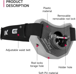SANLIKE Fishing Belt Rod Holder,360 °Adjustable Fishing Fighting Waist Belt with EVA Padded Plastic Material Fishing Belt