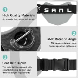 SANLIKE Fishing Belt Rod Holder,360 °Adjustable Fishing Fighting Waist Belt with EVA Padded Plastic Material Fishing Belt