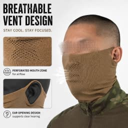 Tactical Protective Face Mask Breathable Knit Neck Gaiter with Steel Mesh Guard for Airsoft Paintball Hunting Training Outdoor