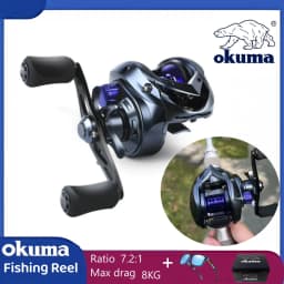 OKUMA Baitcasting Reel 7.2:1 8KG Max Drag Metal Wire Cup Fishing Reel For Bass in Ocean Environment Casting Reel Accessories
