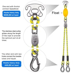 Heavy-Duty Boat Towing with Stainless Steel Connector for Towing Rope, Boat Tow Rope, Kayak Rowing Rope, Inflatable Pontoon