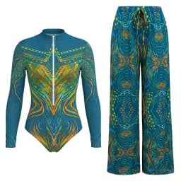 Women's 2026 New Long Sleeve One Piece Swimsuit SPF Sun Protection Swimwear Long Pants Quick Dry Sexy Beach Suit Beachwear