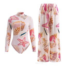 Women's 2026 New Long Sleeve One Piece Swimsuit SPF Sun Protection Swimwear Long Pants Quick Dry Sexy Beach Suit Beachwear