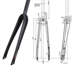 BALUGOE 700c Road Bike Fork Carbon Fiber 23C/25C/28C Tire Bicycle Hard Forks 3K Matte Bicycle Forks Straight Tube 28.6mm Fork