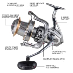 1PCS Long Casting Spinning Fishing Reel, 5+1 Stainless Steel Bearings, CNC Aluminum Spool, Max Drag 20kg/44lbs