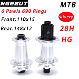 Silvery NGEBUT 690 rings Bicycle Hub Sealed Bearing 6-bolt Disc Brake J-Bend 28/32 Holes BOOST MTB Hub HG XD MS148*12 110*15