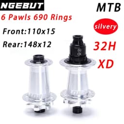 Silvery NGEBUT 690 rings Bicycle Hub Sealed Bearing 6-bolt Disc Brake J-Bend 28/32 Holes BOOST MTB Hub HG XD MS148*12 110*15