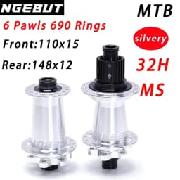 Silvery NGEBUT 690 rings Bicycle Hub Sealed Bearing 6-bolt Disc Brake J-Bend 28/32 Holes BOOST MTB Hub HG XD MS148*12 110*15