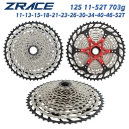 ZRACE Bicycle Cassette 12 Speed MTB / Gravel Bike Freewheel 11-50T / 11-52T Aluminum Alloy Bracket, 12s Cassette