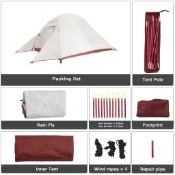 BISINNA Ultralight Camping Tent Backpack Tent 20D Nylon Waterproof Outdoor Hiking Travel Tent Cycling Tent 1-2 Person