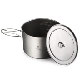 TOMSHOO Camping Cookware Titanium Pot 0.75L/0.9L/1.1L/1.6L/2L/2.8L Ultralight Hanging Pot w Lid Foldable Handle Outdoor Cooking