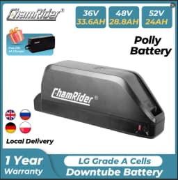Chamrider Polly 48V28.8AH Ebike Battery Downtube Electric Battery BMS Original 21700 Lithium Ion Battery 1500W LG Grade A Cells