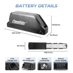 Chamrider Polly 48V28.8AH Ebike Battery Downtube Electric Battery BMS Original 21700 Lithium Ion Battery 1500W LG Grade A Cells