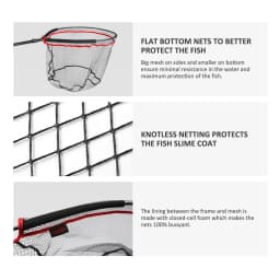 NOEBY Folding Landing Net 60cm×50cm Carbon Handle Floating Net 122cm Boat Float Tube Fishing Tackle