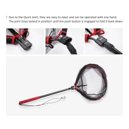 NOEBY Folding Landing Net 60cm×50cm Carbon Handle Floating Net 122cm Boat Float Tube Fishing Tackle