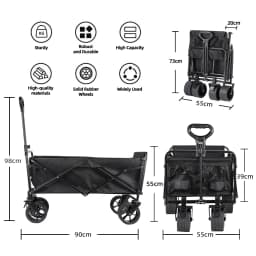Extra Long Extender Outdoor Wagon Cart Large Capacity Utility Folding Cart Camping Picnic Trolley Beach Collapse Folding Cart