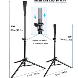 Baseball Batting Tee Tripod Adjustable Tripod Stand Tee for Hitting Training Practice Portable Foldable for Adult Kids Beginner