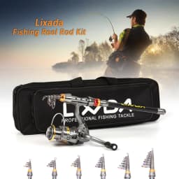Lixada Telescopic Fishing Rod and Reel Combo Full Kit Carbon Fiber Fishing Rod Pole + Spinning Fishing Reel + Fishing Tackle Set