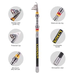 Lixada Telescopic Fishing Rod and Reel Combo Full Kit Carbon Fiber Fishing Rod Pole + Spinning Fishing Reel + Fishing Tackle Set