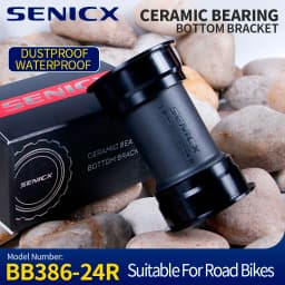 SENICX Ceramic BB386 Press in Road Bicycle Bottom Bracket Fit for Shimano Gravel Bike Central Bearing 24mm Shaft Diameter Crank