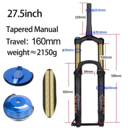 Bolany Bike Fork 27.5 29 Inch Pneumatic Shock Absorber Damping BOOST Barrel Shaft Magnesium Alloy 175mm 160mm Travel Disc Fork