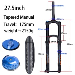 Bolany Bike Fork 27.5 29 Inch Pneumatic Shock Absorber Damping BOOST Barrel Shaft Magnesium Alloy 175mm 160mm Travel Disc Fork