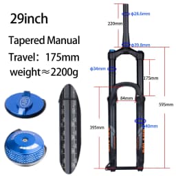 Bolany Bike Fork 27.5 29 Inch Pneumatic Shock Absorber Damping BOOST Barrel Shaft Magnesium Alloy 175mm 160mm Travel Disc Fork