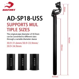 Safort Folding Bike Suspension Seatpot 580mm Small Wheel Ebike Damping Seat Tube E-bike Seatpost 30.9 31.6 33.9 34.9mm