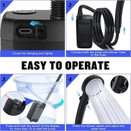 Portable Shower for Camping 6000mAh Rechargeable Camping Shower with Shower Head Intelligent LED Display Electric Shower Pump