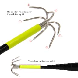 Squid Gaff Anchor Hook Carbon Preventive Retractable Six Hooks Corrosion Squid Hook Fishing Gaff Cuttlefish Bar Tip Hook