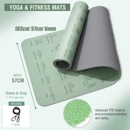 TPE Yoga Mat Non Slip With Patter 183*57cm 6mm Eco-friendly Hight-densit Gymnastics Mat Suitable for Mats Yoga And Pilates Sport