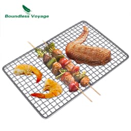 Boundless Voyage Titanium Grill Net Durable Baking Steak Pork Charcoal BBQ Net for Outdoor Beach Hiking Picnic Camping Cookware