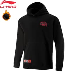Li-Ning Men's Wade Hoodie WARM AT Winter Fleece Loose Fit 74%Cotton 26%Polyester Leisure Hooded LiNing Sweatshirt Tops AWDV887