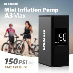 BSCOBBER Mini Air Compressor Cycling Pump for Mountain Bike Tires Portable Bike Tire Inflator with Digital Gauge 150PSI Gravel