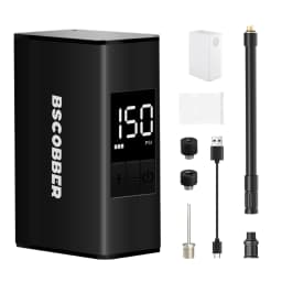 BSCOBBER Mini Air Compressor Cycling Pump for Mountain Bike Tires Portable Bike Tire Inflator with Digital Gauge 150PSI Gravel