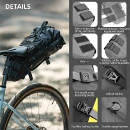 Rhinowalk Bike Saddle Bag Stable Not Shaking 14L Big Capacity Removable Dry Bag Waterproof For Mtb Road Gravel Bike Bikepacking