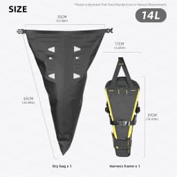 Rhinowalk Bike Saddle Bag Stable Not Shaking 14L Big Capacity Removable Dry Bag Waterproof For Mtb Road Gravel Bike Bikepacking