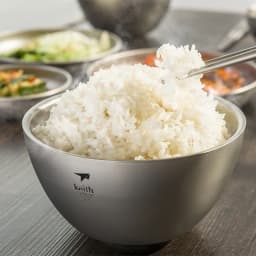 Keith-Ultralight Portable Titanium Double-Wall Bowl, Outdoor Picnic Camping Tableware Titanium Rice Soup Bowl 550ml, Ti5354