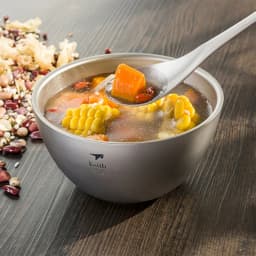 Keith-Ultralight Portable Titanium Double-Wall Bowl, Outdoor Picnic Camping Tableware Titanium Rice Soup Bowl 550ml, Ti5354