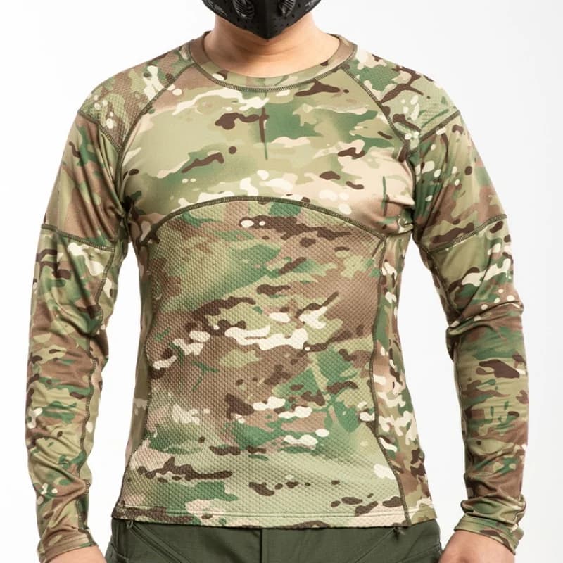 High Stretch Long Sleeve Tactical T-shirt Men Summer Thin Breathable Slim Gym Clothing Outdoor Hiking Sports Camouflage T Shirt