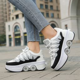 Deformation Parkour Shoes, Roller Skating Shoes, Kids Adults Unisex Roller Skates, Street Urban Fitness FSK Quad Skating Shoes