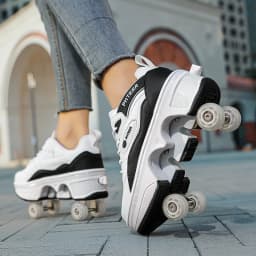 Deformation Parkour Shoes, Roller Skating Shoes, Kids Adults Unisex Roller Skates, Street Urban Fitness FSK Quad Skating Shoes