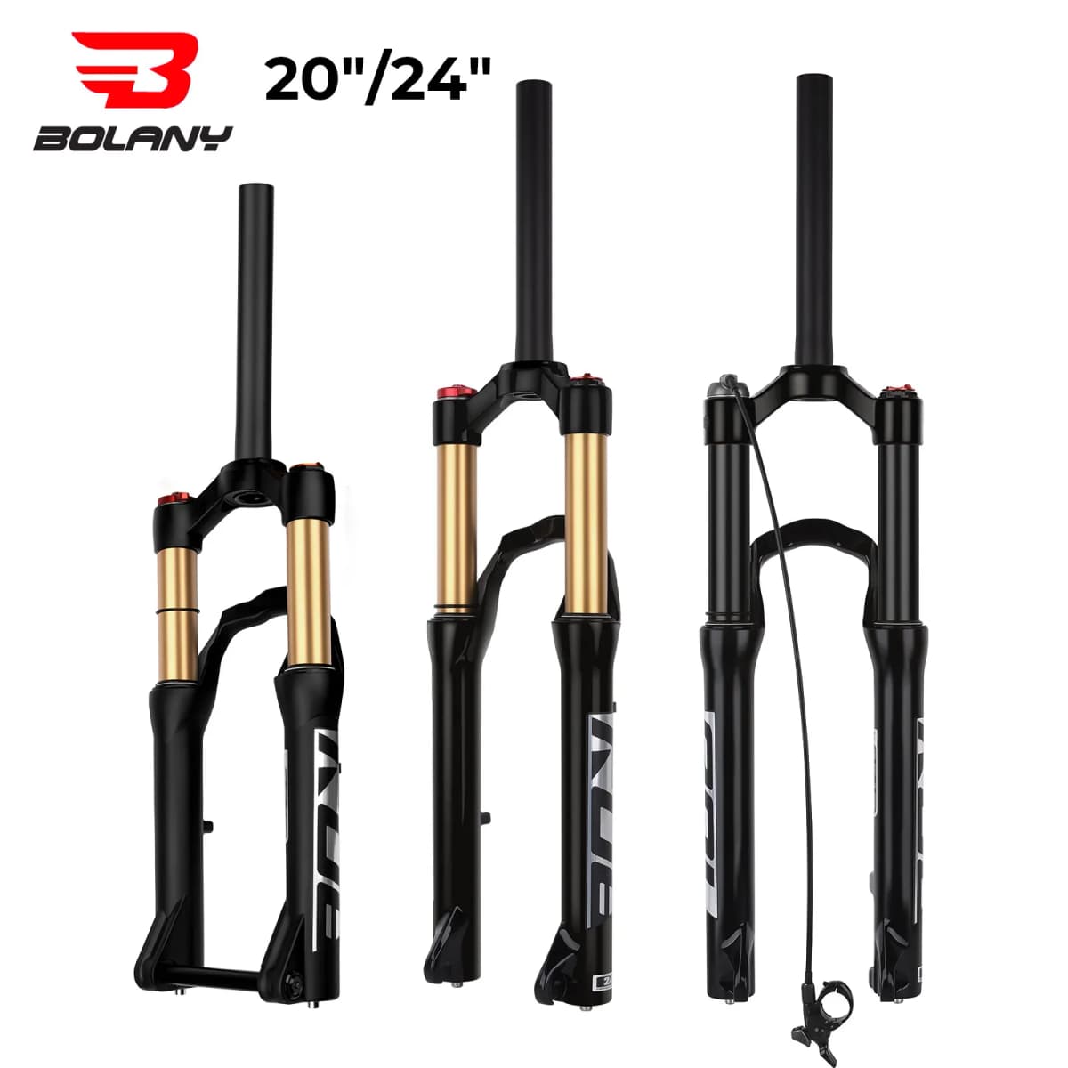 BOLANY Suspension Fork Mountain Bicycle 20/24 Inch Disc Brake Straight Tube Travel 100mm MTB Air Fork For Bicycle Accessoires