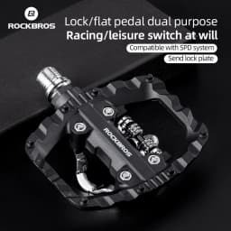 ROCKBROS Bicycle Pedals Half Lock Flat Pedal 2-in-1 Anti-slip Nylon MTB Bike Pedals Dustproof Flat Cleat Platform for Shimano