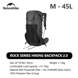 Naturehike Hiking Backpack 60+5L Large Capacity Rock Series 2.0 Outdoor Sports Bag Camping Climbing Travel Waterproof Bagpack